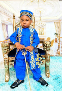 Vêtements africains, T-shirt + pantalon + Gilet long + chapeau pour enfants