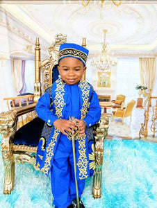 Vêtements africains, T-shirt + pantalon + Gilet long + chapeau pour enfants