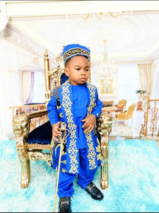 Vêtements africains, T-shirt + pantalon + Gilet long + chapeau pour enfants