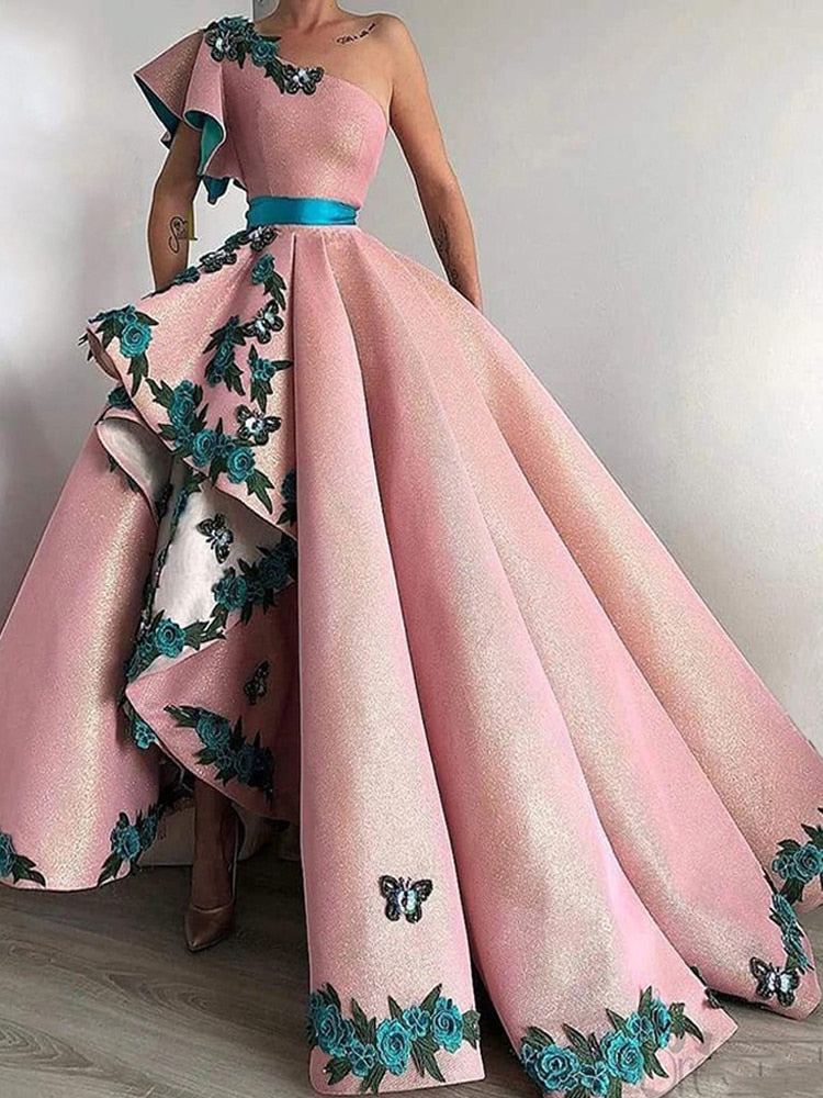 Robe de bal souriante, à fleurs pour femmes