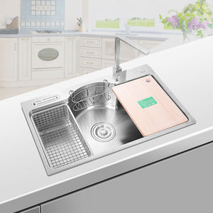 Évier de cuisine en acier inoxydable 304, lavabo simple multifonctionnel encastré sous le comptoir