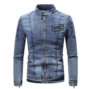 Veste de moto en denim pour hommes