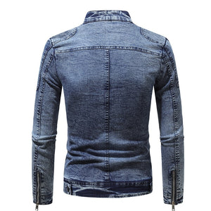 Veste de moto en denim pour hommes