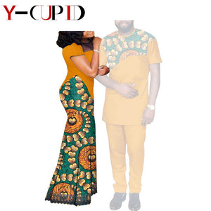 Vêtements africains, ensemble haut et pantalon, robe longue en dentelle, pour hommes et femmes