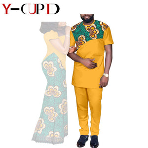 Vêtements africains, ensemble haut et pantalon, robe longue en dentelle, pour hommes et femmes