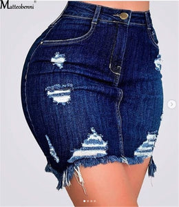 Jupe crayon en jean déchiré pour femmes