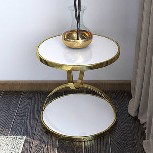 Table d'angle de luxe en verre trempé, côté canapé de salon, en acier inoxydable