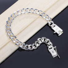 Charger l&#39;image dans la galerie, Bracelet avec boucle carrée en argent sterling 925 pour hommes et femmes
