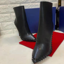 Charger l&#39;image dans la galerie, Bottines en cuir véritable à talons hauts et fins pour femmes
