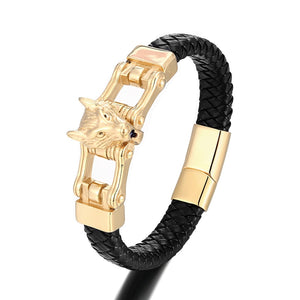 Bracelet en acier inoxydable de luxe en tête de lion pour hommes