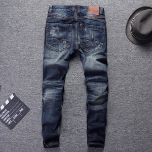 Jean déchiré style italien en denim pour hommes