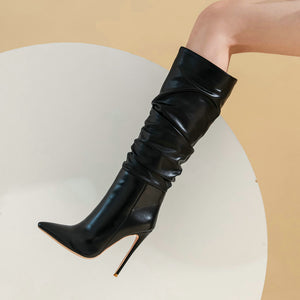 Bottes plissées à la mode pour femmes