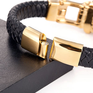 Bracelet en acier inoxydable de luxe en tête de lion pour hommes