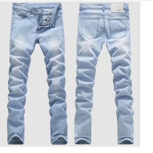 Charger l&#39;image dans la galerie, Jean slim bleu clair, en coton, extensible, en denim pour hommes
