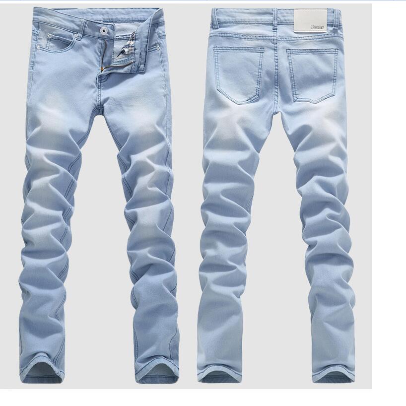 Jean slim bleu clair, en coton, extensible, en denim pour hommes