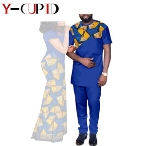 Vêtements africains, ensemble haut et pantalon, robe longue en dentelle, pour hommes et femmes