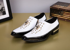 Chaussures en cuir noir et blanc pour hommes