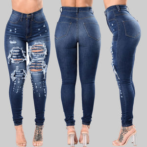 Jean denim délavé pour femmes