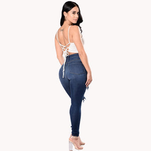 Jean denim délavé pour femmes