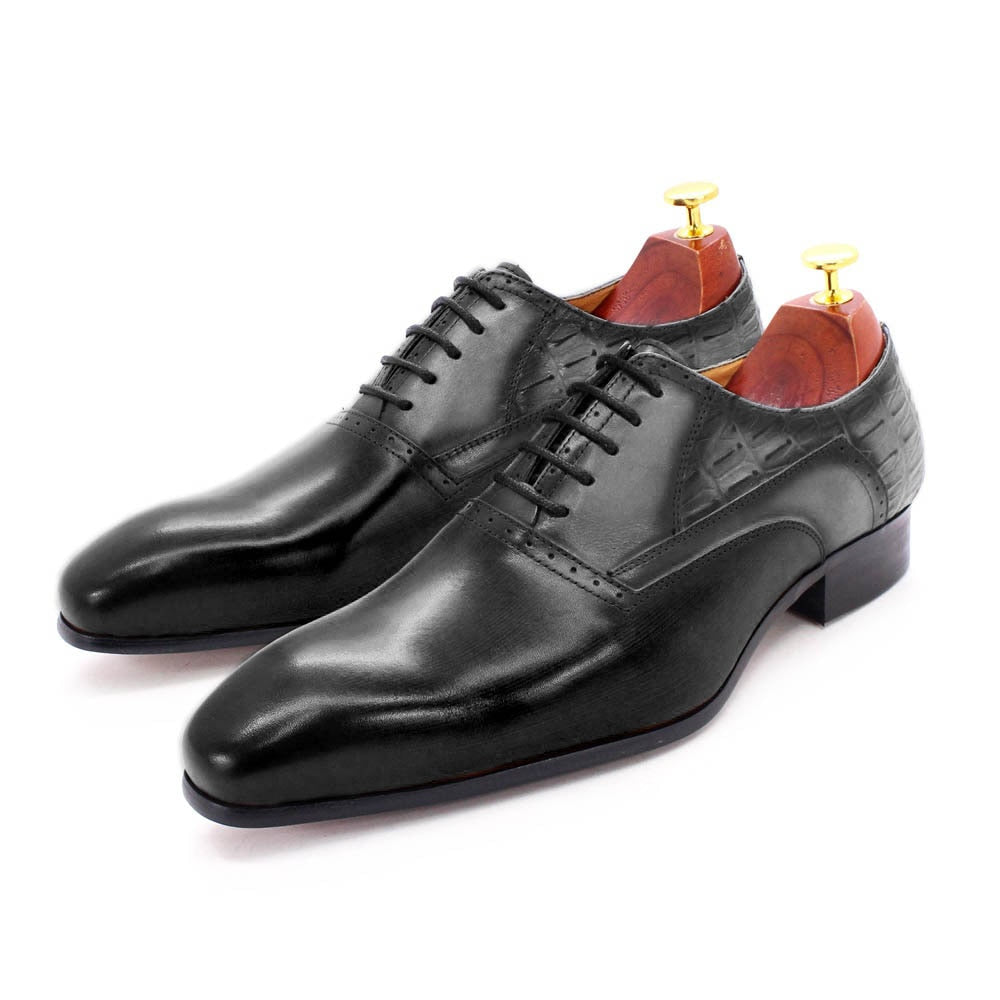 Chaussures de soirée en cuir de vache véritable pour hommes