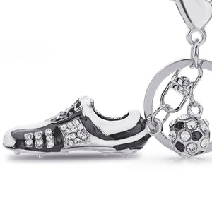 Chaussure de football en cristal, porte clés en strass pour voiture