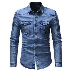 Chemise en denim à manches longues pour hommes