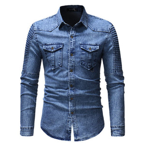 Chemise en denim à manches longues pour hommes