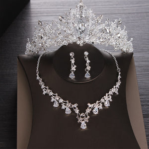 Parure de bijoux luxueux en cristal zircon cubique pour femmes