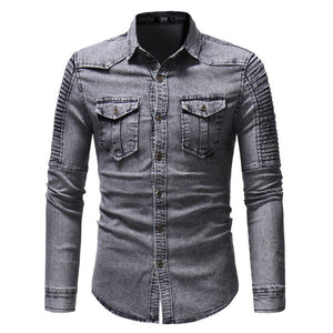 Chemise en denim à manches longues pour hommes