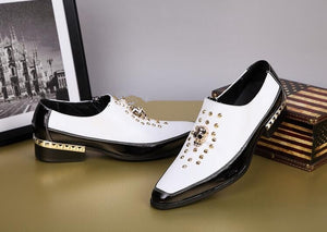 Chaussures en cuir noir et blanc pour hommes