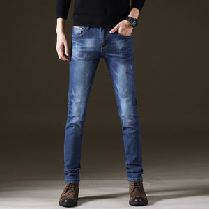 Jean slim en denim, extensible, streetwear, pour hommes