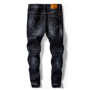 Jean slim en denim, extensible, streetwear, pour hommes