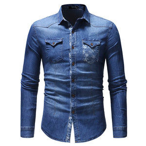 Chemise en denim à manches longues pour hommes