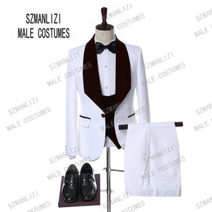 Costume de mariage, veste de smoking sur mesure 3 pièces pour hommes