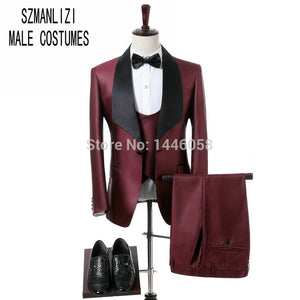 Costume de mariage, veste de smoking sur mesure 3 pièces pour hommes