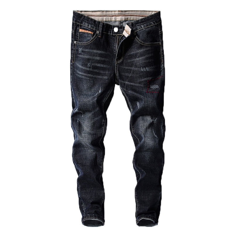 Jean slim en denim, extensible, streetwear, pour hommes