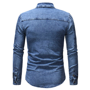 Chemise en denim à manches longues pour hommes