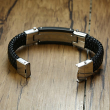 Charger l&#39;image dans la galerie, Bracelet en cuir tressé avec breloque en acier inoxydable
