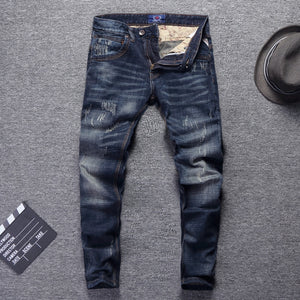 Jean déchiré style italien en denim pour hommes