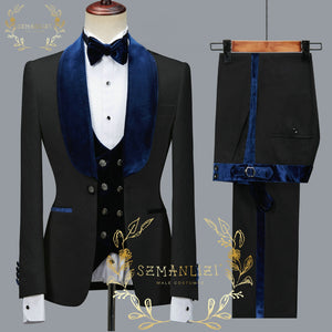 Costume de mariage, veste de smoking sur mesure 3 pièces pour hommes