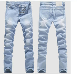 Jean slim bleu clair, en coton, extensible, en denim pour hommes