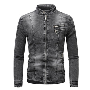 Veste de moto en denim pour hommes