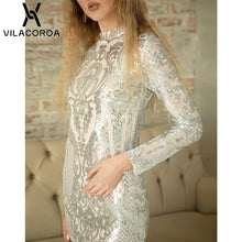 Charger l&#39;image dans la galerie, Mini robe sexy à paillettes en coton pour femmes
