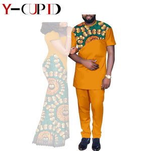 Vêtements africains, ensemble haut et pantalon, robe longue en dentelle, pour hommes et femmes