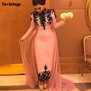 Robe de soirée en dentelle style sirène 2 pièces manches longues pour femmes