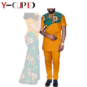 Vêtements africains, ensemble haut et pantalon, robe longue en dentelle, pour hommes et femmes