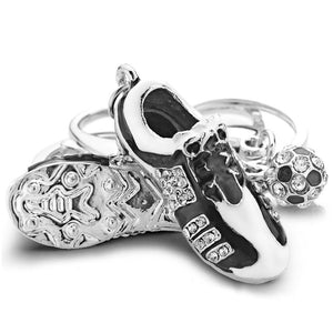 Chaussure de football en cristal, porte clés en strass pour voiture