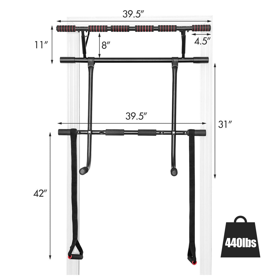 Entraineur de porte multifonctionnel, barre de traction pour le menton avec cordes de trempage et de puissance