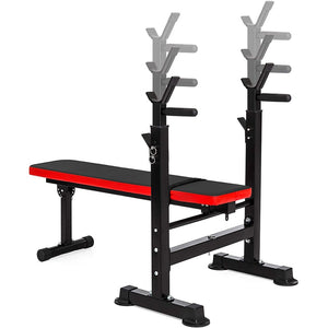 Banc de musculation multifonction réglable et pliable, avec support d'haltères, pour l'entrainement physique à la maison