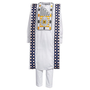 Vêtements africains traditionnels, ensemble 3 pièces, pour hommes